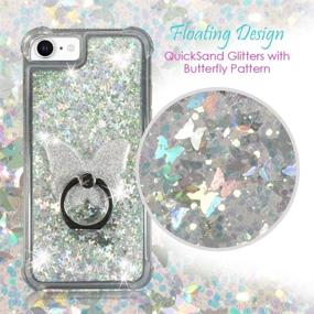 img 3 attached to ZASE Liquid Glitter Bling iPhone SE 2020 (4.7 inch) Case with 3D Floating Butterflies and Phone Ring - Clear Silver, iPhone SE (2020) / iPhone 8 & 7 (4.7inch)