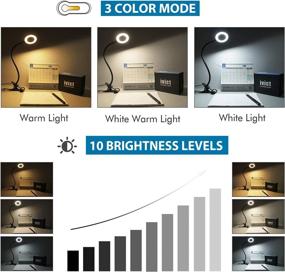 img 3 attached to iVict Clip-on LED Light: USB Reading Light with 3 Colors, 10 Brightness Levels - Perfect for Video Conferences & Bedside Lamps