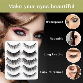 img 1 attached to 💕 Wenida 5 Pairs of 3D Fake Eyelashes: Handmade, Reusable, Soft, Long, Fluffy, Crisscross, False Eyelashes