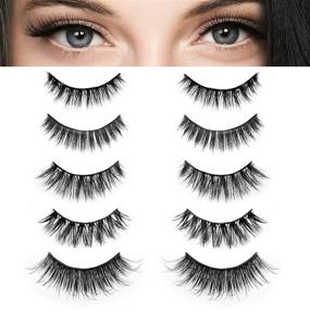 img 4 attached to 💕 Wenida 5 Pairs of 3D Fake Eyelashes: Handmade, Reusable, Soft, Long, Fluffy, Crisscross, False Eyelashes