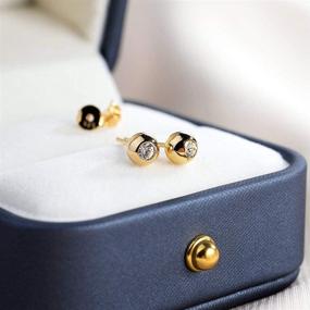 img 1 attached to 💎 Simulated Diamond Earrings for Women and Girls - 14K Gold Plated 925 Silver Round Ball Studs