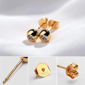 img 2 attached to 💎 Simulated Diamond Earrings for Women and Girls - 14K Gold Plated 925 Silver Round Ball Studs