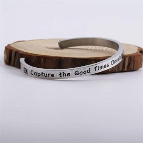 img 2 attached to 📷 Hand Stamped Camera Cuff Bracelet: Lywjyb Birdgot Photographer Gift, Photography Jewelry to Capture Good Times & Develop from Negatives