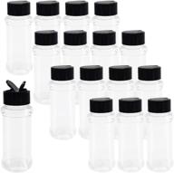 🌶️ set of 16 reusable clear spice bottles - 3.4oz/100ml empty seasoning containers with black caps for spice, herbs, powders, glitters logo