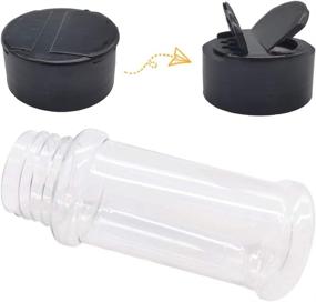 img 2 attached to 🌶️ Set of 16 Reusable Clear Spice Bottles - 3.4oz/100ml Empty Seasoning Containers with Black Caps for Spice, Herbs, Powders, Glitters