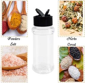 img 1 attached to 🌶️ Set of 16 Reusable Clear Spice Bottles - 3.4oz/100ml Empty Seasoning Containers with Black Caps for Spice, Herbs, Powders, Glitters