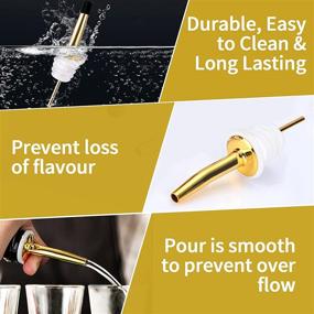 img 1 attached to 🍾 SuproBarware Liquor Bottle Pourers - Premium Stainless Steel Pour Spouts with Cleaning Brush, Non-Corrosive Metal Alcohol Pouring Tubes for Bars, Clubs, Restaurants & Home Use (Gold)