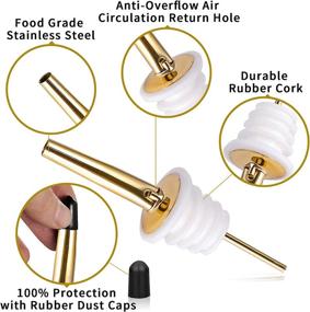 img 2 attached to 🍾 SuproBarware Liquor Bottle Pourers - Premium Stainless Steel Pour Spouts with Cleaning Brush, Non-Corrosive Metal Alcohol Pouring Tubes for Bars, Clubs, Restaurants & Home Use (Gold)