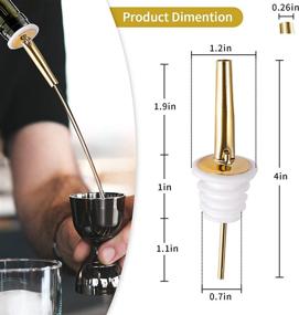 img 3 attached to 🍾 SuproBarware Liquor Bottle Pourers - Premium Stainless Steel Pour Spouts with Cleaning Brush, Non-Corrosive Metal Alcohol Pouring Tubes for Bars, Clubs, Restaurants & Home Use (Gold)