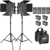 🎥 neewer bi-color led video light kit with battery and charger - 660 led with u bracket and barndoor (3200-5600k, cri 96+), adjustable light stand for studio and youtube shooting - 2 pack logo