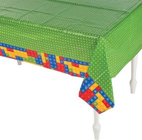 img 1 attached to 🎉 Colorful Plastic Brick Party Tablecloth