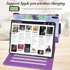 img 2 attached to 📱 FYY New Apple iPad Pro 12.9 inch 3rd Generation 2018 Case - Premium Leather Case with Apple Pencil Charging Support, Auto Sleep/Wake Feature - Purple