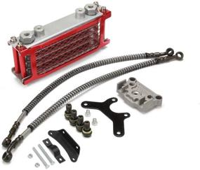 img 4 attached to 🛢️ Red Engine Oil Cooling Kit for Pit Dirt Bikes - Universal Motorcycle Oil Cooler Radiator Set, suitable for 70/110/125/140cc Motorbikes