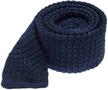textured solid knitted silk navy tie logo