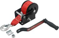 🚤 tyt 600lbs boat trailer winch with strap, two-way ratchet hand winch, heavy-duty crank gear manual winch ideal for suv, utv, atv (600lb red strap winch - black) logo