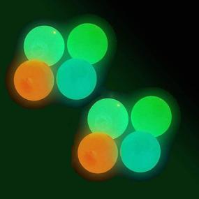 img 4 attached to 🌟 Luminescent Stress Balls Set: Sticky Balls for Wall Fun, Stress Relief Squishy Toys for Kids & Adults with ADHD, OCD, Anxiety – Pack of 8