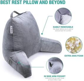 img 1 attached to 📚 Vekkia Reading & Bed Rest Pillow: Ultimate Back Support Cushion for Comfortable Reading, TV, and Sitting Up in Bed - Includes Memory Foam and Customizable Softness