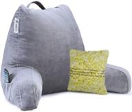 📚 vekkia reading & bed rest pillow: ultimate back support cushion for comfortable reading, tv, and sitting up in bed - includes memory foam and customizable softness logo