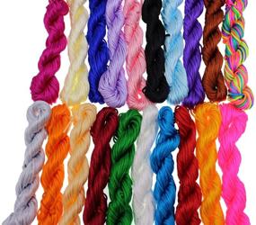 img 3 attached to 🎨 PAMIR TONG Full-Colors 1.5mm Satin/Rattail Silk Cord - 20 Bundles 300 Yards - Ideal for Necklace, Bracelet, and Beading Projects