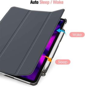 img 2 attached to 📱 iPad Pro 12.9" 4th & 3rd Gen 2020/2018 Case | SlimShell with Pencil Holder - Lightweight Cover Translucent Frosted Stand, Hard Back | Auto Wake/Sleep | Space Gray