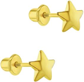 img 3 attached to 6mm Yellow Gold Plated Safety Screw Back Star Earrings for Toddlers and Little Girls - Stylish and Sparkling Kids' Everyday Accessory