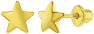 6mm yellow gold plated safety screw back star earrings for toddlers and little girls - stylish and sparkling kids' everyday accessory logo