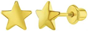 img 4 attached to 6mm Yellow Gold Plated Safety Screw Back Star Earrings for Toddlers and Little Girls - Stylish and Sparkling Kids' Everyday Accessory