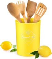 🍴 countertop utensil holder - kitchen decor utensil storage container, 4.5 x 6.9 inch (yellow) логотип