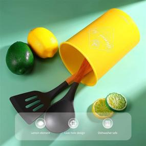 img 1 attached to 🍴 Countertop Utensil Holder - Kitchen Decor Utensil Storage Container, 4.5 x 6.9 Inch (Yellow)