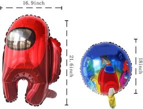 img 3 attached to 🎉 Праздничные принадлежности для дня рождения Among Us: 9 штук алюминиевых шаров для украшений в стиле видеоигры.