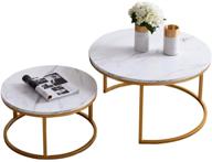 🌟 stylish knowlife modern nesting coffee table: round, golden frame with marble pattern wood - 32 inch logo