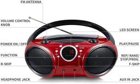 img 2 attached to SINGING WOOD 030B Portable CD Player Boombox with Bluetooth for Home - AM FM Stereo Radio, Aux Line in, Headphone Jack - AC/Battery Powered (Firemist Red)