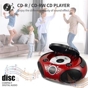 img 1 attached to SINGING WOOD 030B Portable CD Player Boombox with Bluetooth for Home - AM FM Stereo Radio, Aux Line in, Headphone Jack - AC/Battery Powered (Firemist Red)