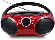 singing wood 030b portable cd player boombox with bluetooth for home - am fm stereo radio, aux line in, headphone jack - ac/battery powered (firemist red) logo
