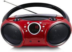 img 4 attached to SINGING WOOD 030B Portable CD Player Boombox with Bluetooth for Home - AM FM Stereo Radio, Aux Line in, Headphone Jack - AC/Battery Powered (Firemist Red)