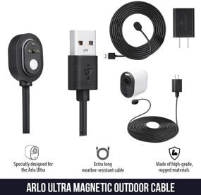 img 3 attached to 🔌 25ft/7.6m Weatherproof Outdoor Charging Cable + Quick Charge Adapter for Arlo Ultra/Ultra 2/Pro 3/Pro 4 (Black) – Not for Arlo Essential Spotlight