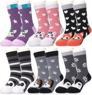 🧦 lanleo kids fuzzy slipper socks: non-slip winter warm animal gift socks - 6 pack logo