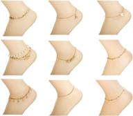 🌟 stunning 9pcs finrezio anklet set: adjustable beach foot jewelry for women and girls logo
