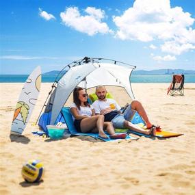 img 3 attached to 🏖️ Mobihome Beach Tent Sun Shelter Pop Up, Sand & Surf Beach Shade Canopy Outdoor Camping Fishing - with Extended Porch and Easy Setup for 2-3 People