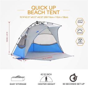 img 1 attached to 🏖️ Mobihome Beach Tent Sun Shelter Pop Up, Sand & Surf Beach Shade Canopy Outdoor Camping Fishing - with Extended Porch and Easy Setup for 2-3 People