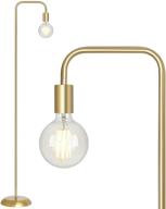 🔦 qimh industrial floor lamp with led light bulb, durable metal standing lamp, tall modern brushed gold living room floor lamp for home decor, bedroom, reading, office (e26 socket, foot switch) логотип