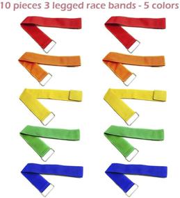 img 3 attached to 10 шт. красочные бандажи для трехногих забегов: прочные эластичные веревки для детей и взрослых, идеально подходят для отдыха на свежем воздухе!