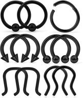 🔗 dyknasz surgical steel clicker ring set: stylish septum, lip, cartilage, tragus hoop rings for women and men - 11-14pcs, 14g-16g, 10mm size logo