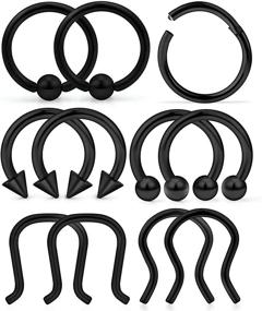 img 3 attached to 🔗 Dyknasz Surgical Steel Clicker Ring Set: Stylish Septum, Lip, Cartilage, Tragus Hoop Rings for Women and Men - 11-14Pcs, 14G-16G, 10MM Size