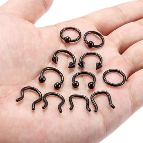 img 1 attached to 🔗 Dyknasz Surgical Steel Clicker Ring Set: Stylish Septum, Lip, Cartilage, Tragus Hoop Rings for Women and Men - 11-14Pcs, 14G-16G, 10MM Size