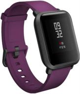 teckmico replacement bands for amazfit bip - soft silicone sport bands (purple, black buckle) logo