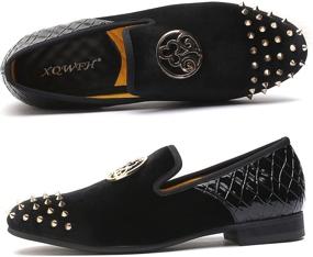 img 1 attached to XQWFH Leopard Loafers Leather Embroidery Men's Shoes in Loafers & Slip-Ons