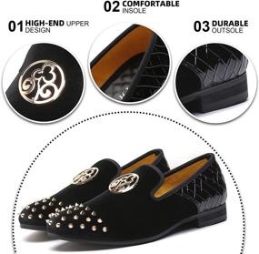 img 2 attached to XQWFH Leopard Loafers Leather Embroidery Men's Shoes in Loafers & Slip-Ons