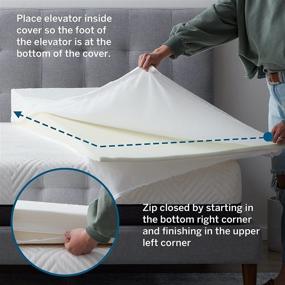 img 3 attached to LUCID 7-Inch Covers with Securing Rubber Grips: Zippered Enclosure & Machine Washable Mattress Elevator Encasement, 7 Inch, White