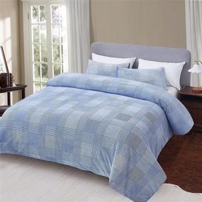 img 3 attached to 🛏️ BedsPick Flannel Duvet Cover Set Twin - Blue, Zipper Closure, Microfiber, All-Season Bedding